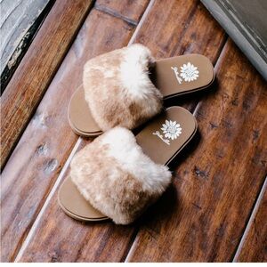 Yellow Box Faux Fur Slippers